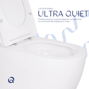 Унітаз підвісний Qtap Robin Ultra Quiet безобідковий з сідінням Soft-close 520x365x365 мм WHITE №6