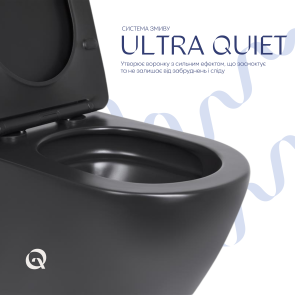 Унітаз підвісний Qtap Robin New Ultra Quiet безобідковий з сидінням Soft-close MATT BLACK QT13332381АSMB №5