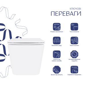 Унітаз підвісний Qtap Crow безобідковий з сідінням Soft-close QT05335170W №3
