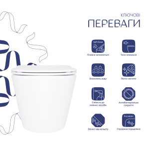 Унитаз подвесной Qtap Swan безободковый с сиденьем Soft-close QT16335180W №3