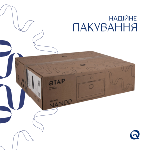 Комплект Qtap Nando LT: Раковина подвесная прямоугольная 500х420х130 мм Matt Black + Донный клапан PU03O №7