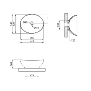 Раковина-чаша Qtap Dove 415x340x140 Matt black QT06116062AMB №2