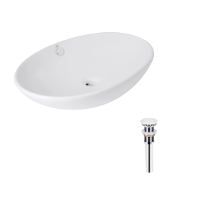 Комплект Qtap Dove: Раковина накладна овальна 635x420x150 мм White + Донний клапан PU02O №1