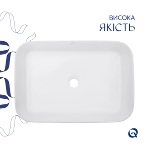 Раковина накладна Qtap Virgo N прямокутна без донного клапана WHITE QT18116308W №4