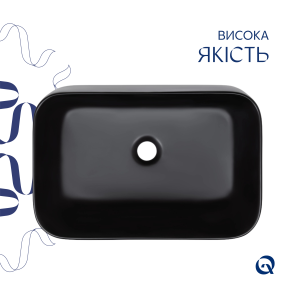 Комплект Qtap Scorpio: Раковина накладная прямоугольная 550х390х120 мм Matt Black + Донный клапан PU03 №4