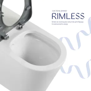 Унітаз підлоговий Qtap Freedom інклюзивний безбачковий Rimless безобідковий з сидінням Soft-close WHITE QT22223368W №6