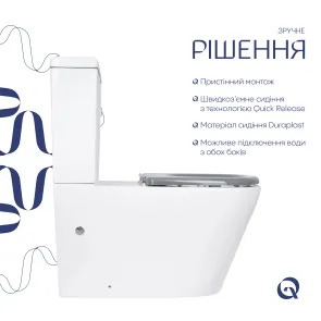 Унитаз напольный Qtap Freedom инклюзивный Rimless безободковый с сиденьем Soft-Close WHITE QT22226098W №5