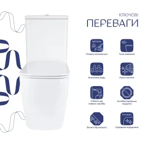 Унитаз напольный Qtap Stenava Rimless безободковый с сиденьем Soft-close WHITE QT27228303W №3