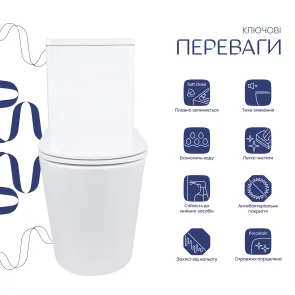 Унитаз-моноблок напольный Qtap Kolibri Ultra Quiet безободковый с сиденьем Soft-close WHITE QT10226380W №3