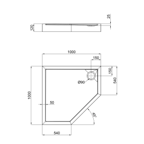 Душовий піддон Qtap Diamond 301112 100x100x12 см + сифон №2