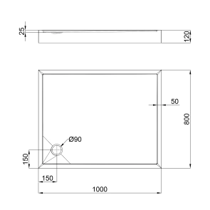 Душовий піддон Qtap Tern 301812C 100x80x12 см + сифон №2