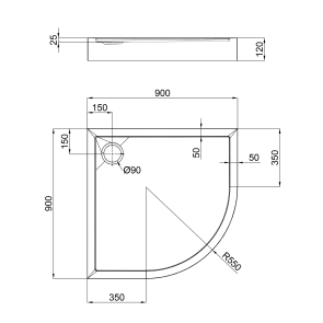 Душовий піддон Qtap Robin 309912C 90x90x12 см + сифон №2