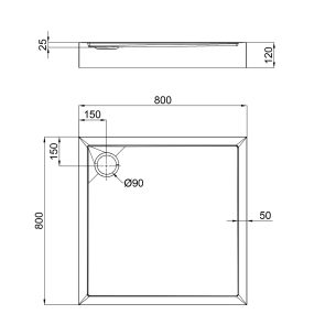 Душовий піддон Qtap Tern 308812C 80x80x12 см + сифон №2