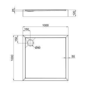 Душовий піддон Qtap Tern 301112 100x100x12 см + сифон №2