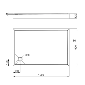 Душовий піддон Qtap Tern 3012812 120x80x12 см + сифон №2