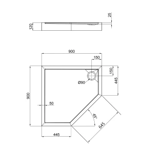 Душовий піддон Qtap Diamond 309912 90x90x12 см + сифон №2