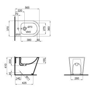 Біде підлогове Qtap Stork/Swan 560х360х410 White QT15443378W №2