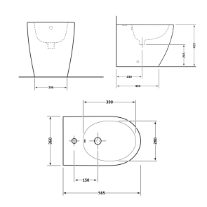 Біде підлогове Qtap Scorpio 565x355x410 White QT14441380W №2