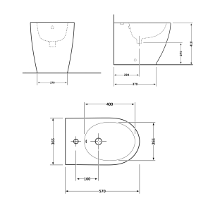 Біде підлогове Qtap Robin 565x360x405 Matt black QT13442141CMB №2
