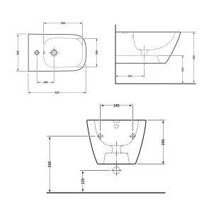Біде підвісне Qtap Crow 520х360х290 White QT05555370W №2