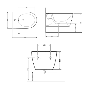 Біде підвісне Qtap Jay 520х360х320 White QT07555376W №2