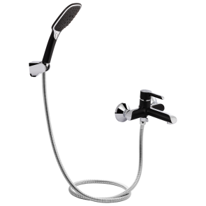 Змішувач для ванни Qtap Grand (з душовим гарнітуром) QTGRABCR006 Chrome/Black №1
