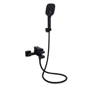 Змішувач для ванни Qtap Gemini (з душовим гарнітуром) QTGEM259BLM45682 Black Matt №1