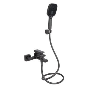 Смеситель Для ванны Qtap Gemini (c душевым гарнитуром) QTGEM259GMB45684 Gunmetal Black PVD №1