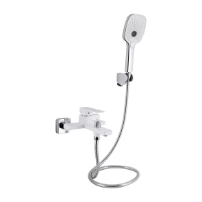 Смеситель для ванны Qtap Gemini (c душевым гарнитуром) QTGEM259CRW45683 Chrome/White №1