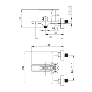 Змішувач для ванни Qtap Taurus (з душовим гарнітуром) QTTAU259BLM45662 Black Matt №2