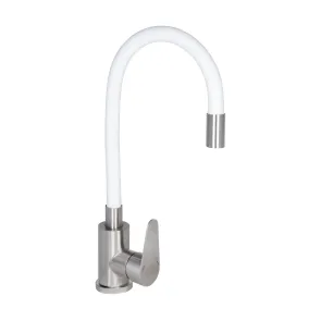 Смеситель Для кухни Lidz Vida 015F3 с гибким изливом (k35) LDVID015F3WHI43357 White / Nickel №1