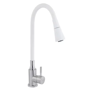 Змішувач для кухНі Lidz Aria 015F31 з гнучким виливом (k35) LDARI015F31WNK36981 White / Nickel №1