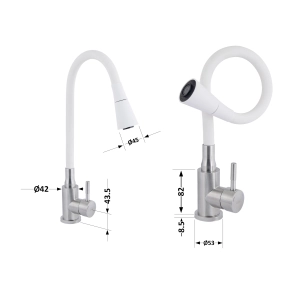 Змішувач для кухНі Lidz Aria 015F31 з гнучким виливом (k35) LDARI015F31WNK36981 White / Nickel №2