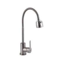 Змішувач для кухні Brinex Pure 015F41 з гнучким виливом Nickel BRIPUR015F41NKL