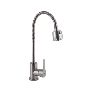 Смеситель Для кухни Brinex Pure 015F41 с гибким изливом Nickel BRIPUR015F41NKL №1