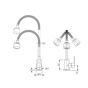 Смеситель Для кухни Brinex Pure 015F41 с гибким изливом Nickel BRIPUR015F41NKL №2