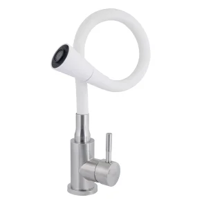 Змішувач для кухНі Lidz Aria 015F31 з гнучким виливом (k35) LDARI015F31WNK36981 White / Nickel №3