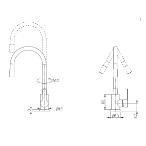 Смеситель Для кухни Brinex Pure 015F3 с гибким изливом Nickel/Black BRIPUR015F3NKB №2