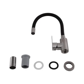 Смеситель Для кухни Brinex Pure 015F3 с гибким изливом Nickel/Black BRIPUR015F3NKB №4