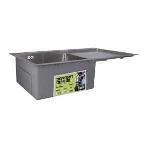 Мийка для кухні інтегрована Lidz Handmade H7849R крило праворуч (LDH7849BRUR45591) Brushed Steel 3,0/1,0 мм №3