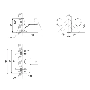 Змішувач для душу Qtap Lipno QTLIPNO4023101G Graphite №2