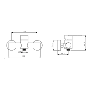 Смеситель для душа Lidz Luna 010 (с душевым гарнитуром) (k35) LDLUN010NKS46095 Nickel №2