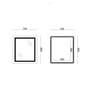 Дзеркало Lidz Kubis 700х800 з LED-підсвічуванням Touch, з антизапотіванням, з димером, рег. яскравості Reverse LD78LF9048070 №2