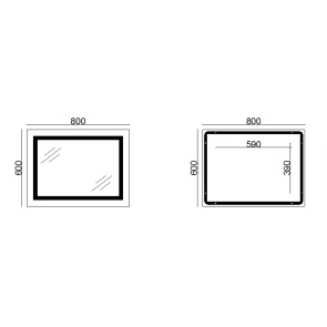 Дзеркало Lidz Kubis 800х600 з LED-підсвічуванням Touch, з антизапотіванням, з димером, рег. яскравості LD78LF9047400 №2