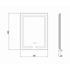 Дзеркало Qtap Mideya (DC-F936) 500х800 з LED-підсвічуванням Touch, з антизапотіванням, з годинником, димером, рег. яскравості QT2078F936W №2