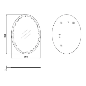 Дзеркало Lidz Latwa 140.07.11 (1) 650х800 настінне овальне з декором LD78LA6580 №2