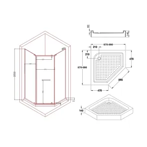 Душова кабіна Lidz Dozorca SC90x90.CRM.LOW.TR, скло прозоре 6 мм №2