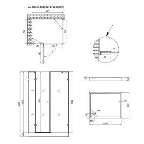Набор Qtap душевая кабина Capricorn CRM1018RC6 Clear 2020x1000x800 мм + поддон Tern 301812C 100x80x12 см с сифоном №2