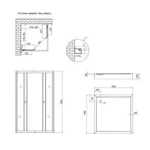 Душевая кабина Lidz Wawel SC80x80.SAT.LOW.GR, стекло тон. 4 мм + Lidz Душевой поддон KAPIELKA ST80x80х14 №2