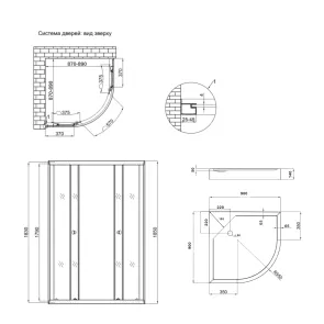 Душова кабіна Lidz Latwa SC90x90.SAT.LOW.FR, скло Frost 4 мм + Lidz Душовий піддон KAPIELKA ST90x90x15 №2